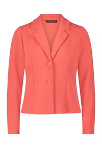 Koralfarbenes Blazer aus glattem Stoff, mit Reverskragen, zwei Knöpfen und langen Ärmeln mit dezenten strukturellen Nähten.