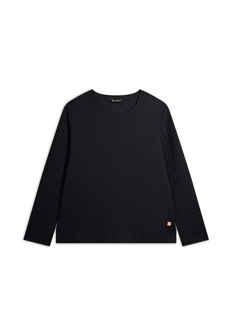 Freddy GIROCOLLO IN  CON MANICHE A TRECCE - Sudadera - nero