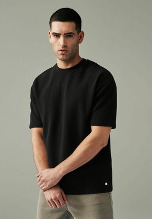 OTTOMAN TEXTURE RELAXED FIT - Jednoduché tričko - black