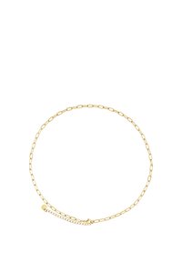 Collar de cadena color dorado con eslabones alargados, un pequeño acento de bola y un cierre ajustable para un ajuste personalizado.