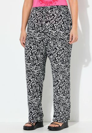 Ulla Popken LEOPARD PRINT ELASTIC WAIST - Kalhoty - black