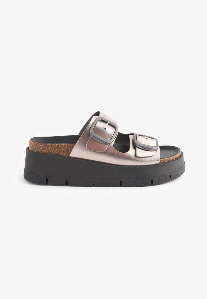 Next FOREVER COMFORT DOUBLE BUCKLE FLATFORM - Mules - pewter