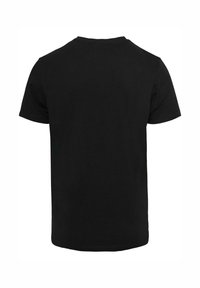 Black short-sleeve t-shirt made of cotton, featuring a round neckline and a regular fit, smooth texture, and no visible patterns or accents.
