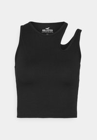 Svart ribbad ärmlös crop top med asymmetriska dubbel axelband från Hollister Must-Have Collection.