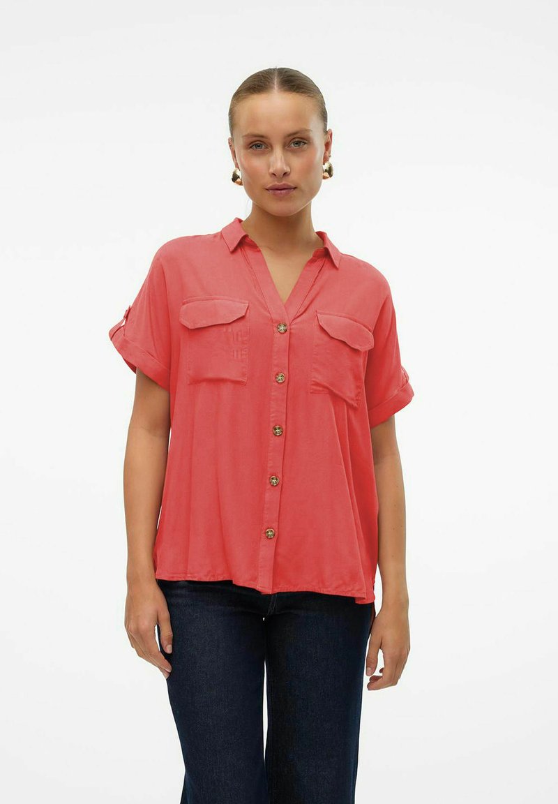 Vero Moda VMBUMPY NOOS - Button-down blouse - coral pink