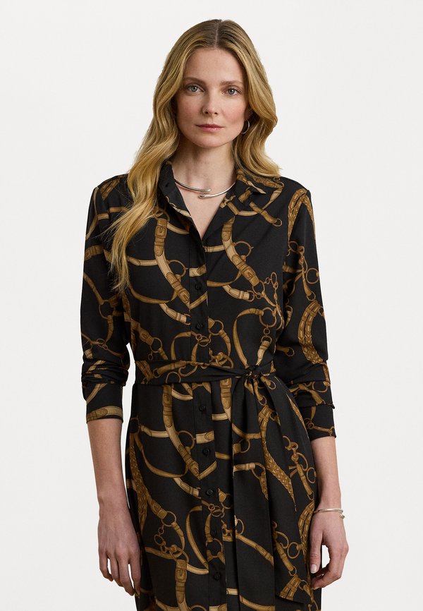 Belting Print Crepe Shirtdress - Shirt dress
