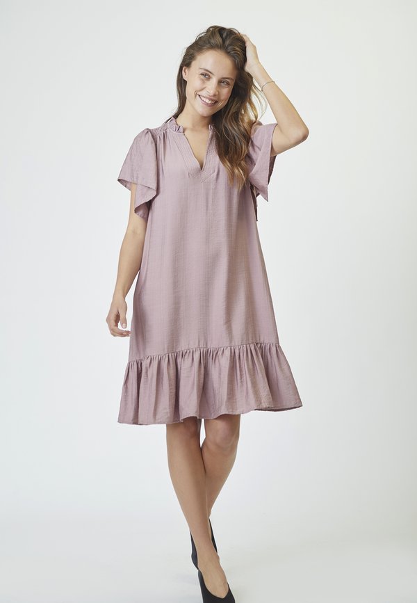 HERACC CROP SS FRILL DRESS - Freizeitkleid - old rose