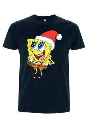 SPONGEBOB SQUAREPANTS SANTA HAT - Print T-shirt - navy blue