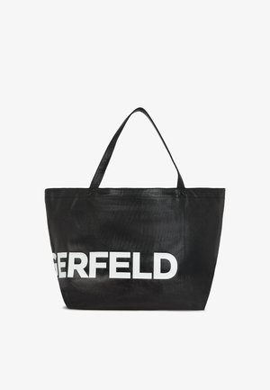 Črna torba z ročaji z napisom "GERFELD" v velikih belih črkah. Narejena iz sintetičnega materiala, ima gladko teksturo in dva trdna ročaja.
