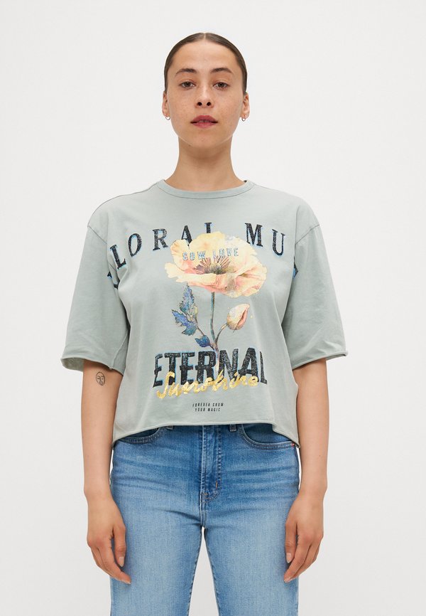 ONLLUCY LIFE FLOWERS - T-Shirt print - abyss