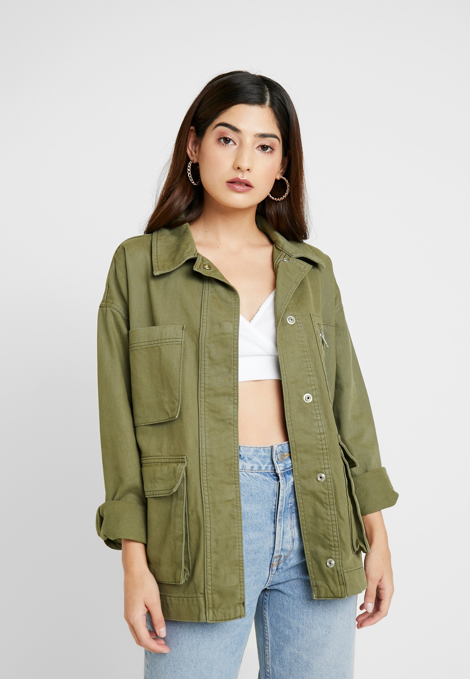 topshop khaki shacket