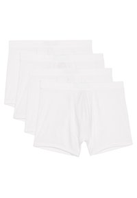 Weiße Baumwollboxershorts mit einer weichen, glatten Textur, elastischem Bund und tailliertem Design. Im Viererpack erhältlich.