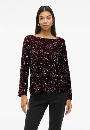 WITH LONG SLEEVES SEQUINS - Bluse - fig