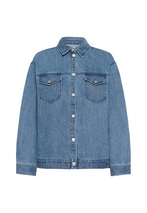 Sinised teksariidest jaki pikkade varrukatega, esikinnis nupuga, kaks rinnataskut klapiga ja nööpidega ning traditsioonilise kraega.