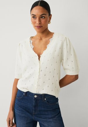 MIT PUFFÄRMELN - Cardigan - white