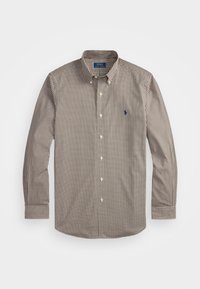 CUSTOM FIT GINGHAM STRETCH POPLIN SHIRT - Overhemd - cooper brown/white
