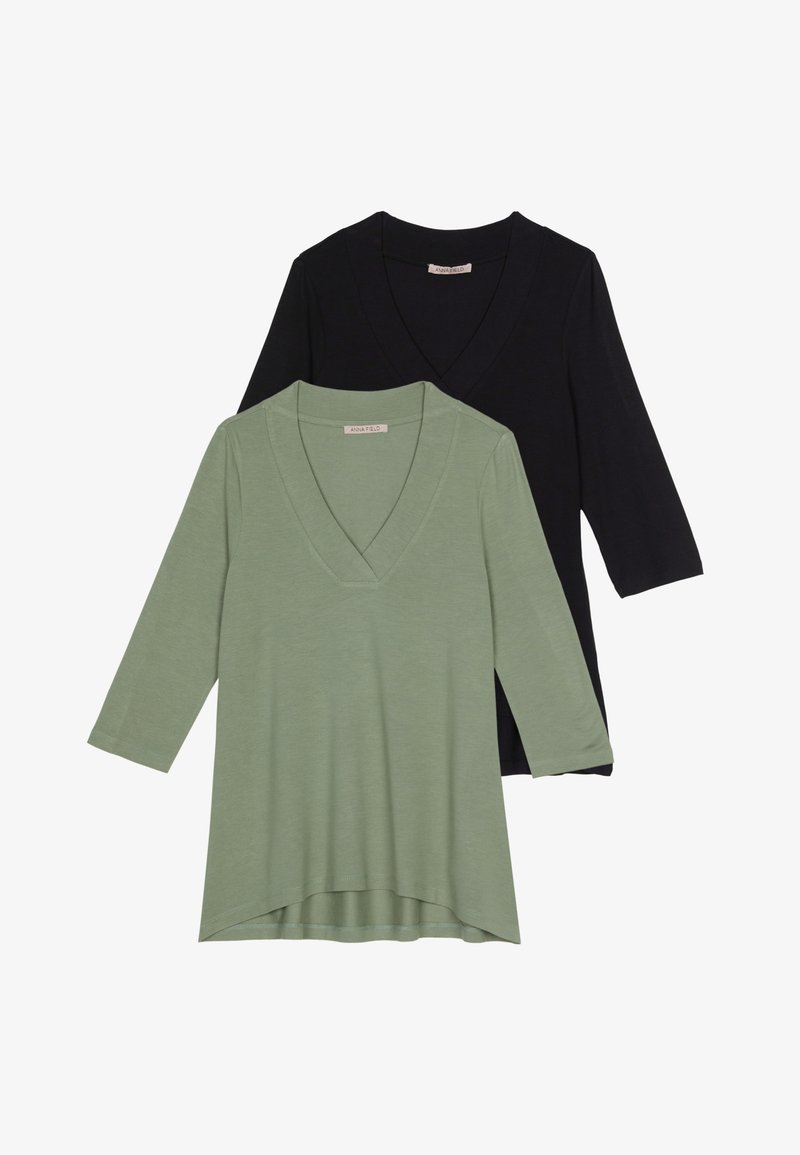 Anna Field 2 PACK - Μπλούζα με μακριά μανίκια - black/light green