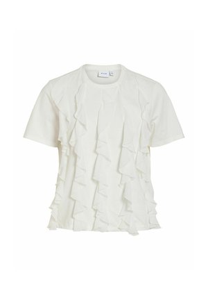VILA, SHORT-SLEEVED T-SHIRT VIORDA ROUND NECK - T-shirt imprimé - snow white