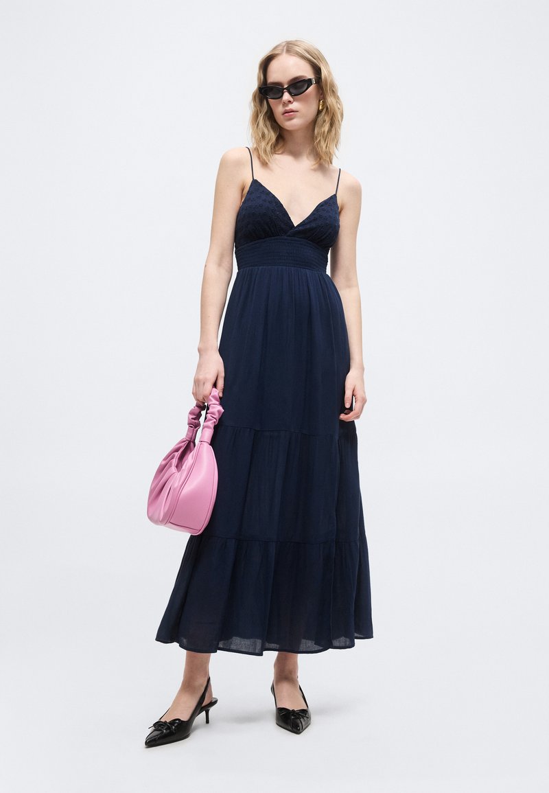 Hollister Co. BARE EMBROIDERY - Maxi dress - dark blue - Zalando.ie