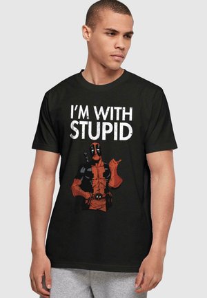 ABSOLUTE CULT DEADPOOL  I AM WITH STUPID - Print T-shirt - black