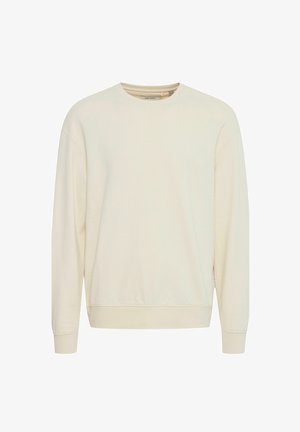 Svijetlo bež dukserica, okrugli izrez, dugi rukavi, mekani materijal, rebrasti manžeti i donji rub, bočne proreze za lakše kretanje, minimalistički dizajn.