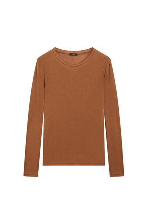 Massimo Dutti LIGHTWEIGHT LONG SLEEVE WITH COLLAR DETAIL - Top s dlouhým rukávem - ochre