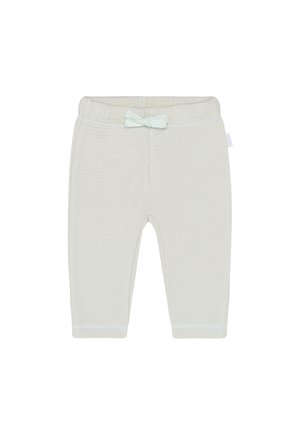 Lichtgroene textuurlegging met een zachte afwerking, voorzien van een elastische tailleband en een klein strikaccent aan de voorkant.