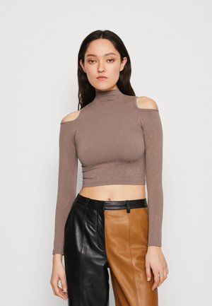 Cotton On SEAMLESS CUT OUT SHOULDER LONG SLEEVE - Ilgarankovis viršutinės dalies drabužis - brownstone
