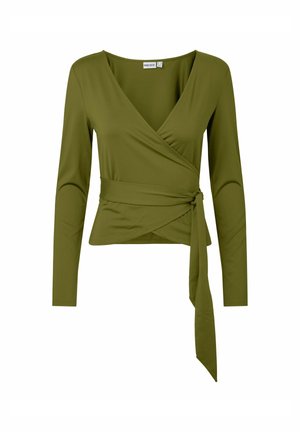 Pieces, PCESTER LS WRAP TOP MWA JRS - T-shirt à manches longues - sphagnum