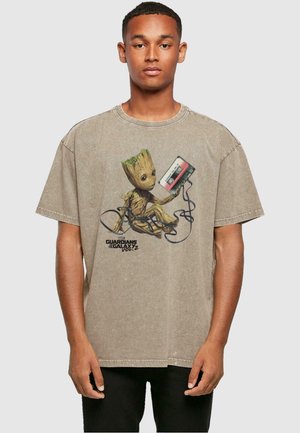 ABSOLUTE CULT GUARDIANS OF THE GALAXY VOL2 GROOT TAPE A - T-shirt con stampa - darkkhaki