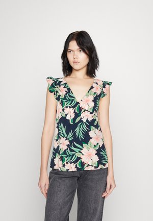 ONLY ONLSYLVIE LIFE FRILL TOP  - Μπλούζα - navy blazer jungle