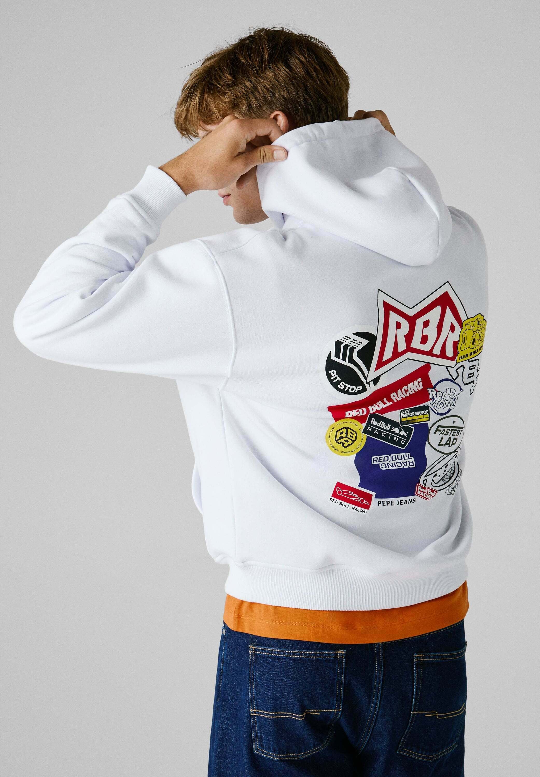 Red Bull Racing x Pepe Jeans STICKER BOMB - Hoodie - white - Zalando Red Bull Racing x Pepe Jeans STICKER BOMB - Hoodie - white - Zalando
