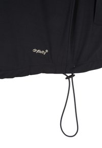 Black fabric garment with a drawstring at the hem. Features a gold "drytivity" logo and is smooth-textured with no visible patterns.