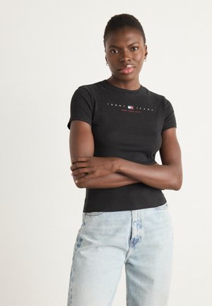 SLIM LINEAR TEE - T-shirts med print - black
