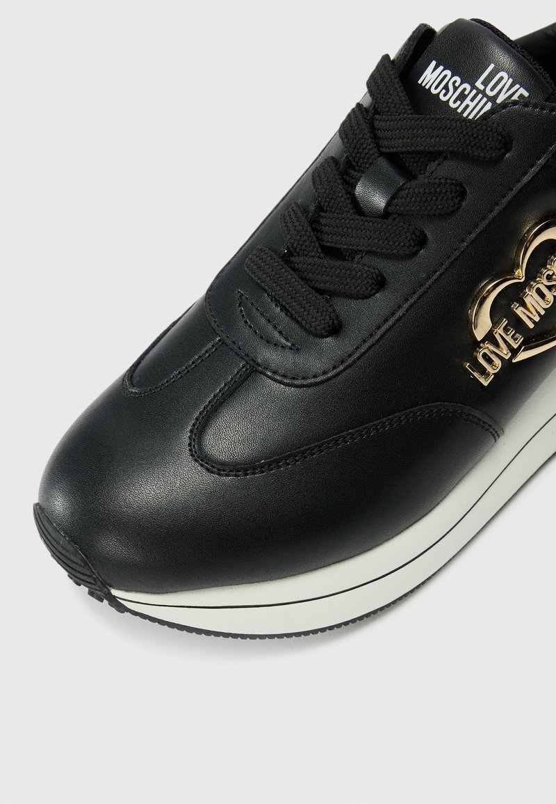 Leather Love Moschino Trainer Womens Black Moschino Trainers Sale