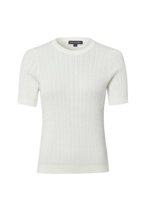 Witte korte mouw gebreide trui met kabelpatroon en ronde hals, met het label maat small van Franco Callegari.