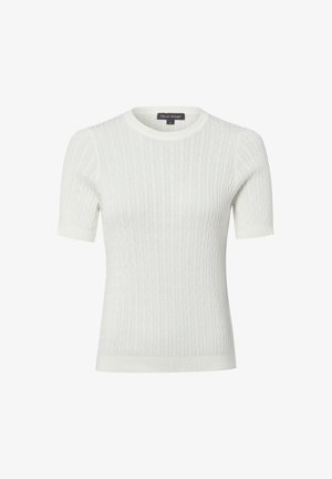 Witte korte mouw gebreide trui met kabelpatroon en ronde hals, met het label maat small van Franco Callegari.