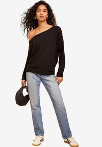 COSY SLASH NECK BUTTON DETAIL - T-shirt à manches longues - black