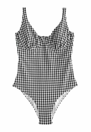 TUMMY CONTROL STANDARD - Baddräkt - black white crinkle gingham