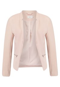 Lys rosa kavaj med runt krage, långa ärmar och dragkedjefickor, med skräddarsydd passform och mjuk tygkvalitet.