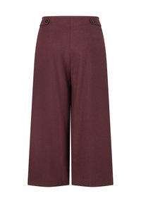 Burgunderfarbene Culottes aus strukturiertem Stoff, mit hoher Taille, zwei vorderen Knöpfen und weitem Bein.