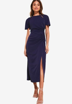 Lipsy RUCHED FLUTTER SLEEVE  BODYCON CUT OUT  - Vapaa-ajan mekko - navy