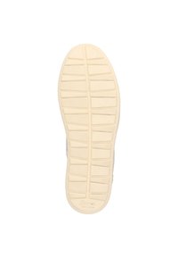 Schuhsohle aus einem strukturierten, cremefarbenen Gummi-Material mit einem Rautenmuster, entworfen für Traktion und Langlebigkeit. Größe 42 an der Seite markiert.