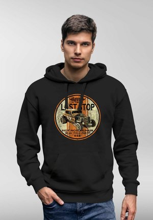HOT ROD LAST STOP ROCKABILLY RETRO OLDSCHOOL USA M - Hoodie - schwarz