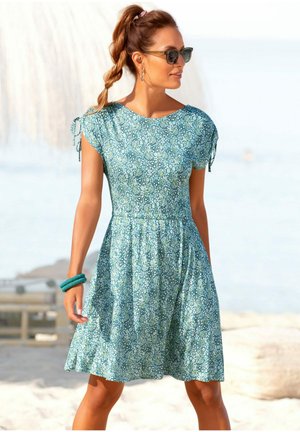 Jersey dress - grün bedruckt