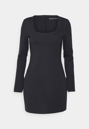 Abercrombie & Fitch, SPLIT CUFF PONTE SHORT DRESS - Jerseykleid - black sparkle