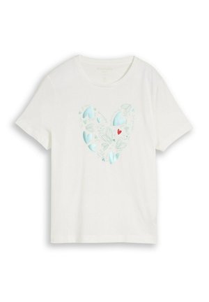 TOM TAILOR, T-SHIRT BASIC CREW NECK PRINT - Print T-shirt - dove white