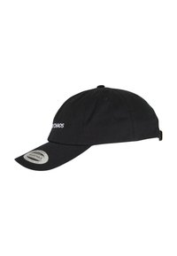 Casquette noire en coton avec une visière incurvée et une sangle ajustable. Présente un texte brodé en blanc qui dit "CHAOS" à l'avant.