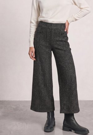 Street One, HIGH WAIST WIDE LEG PANTS IN A CASUAL FIT - Pantalon classique - black