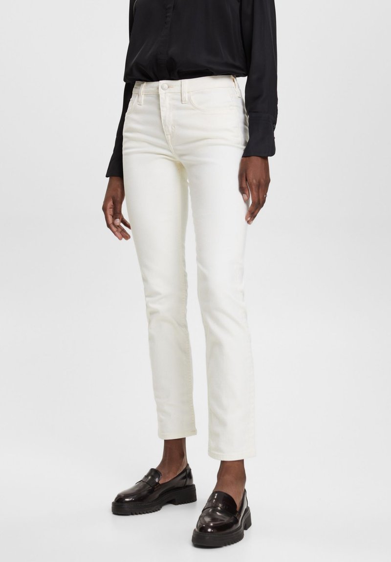 Esprit MEDIUM RISE - Prigludę džinsai - off white